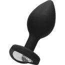 PLUG ANAL DIAMOND COM PEDRA EM CORAÇÃO TRANSPARENTE - PRETO