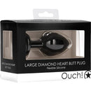 PLUG ANAL DIAMOND COM PEDRA EM CORAÇÃO TRANSPARENTE - PRETO