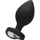 PLUG ANAL DIAMOND COM PEDRA EM CORAÇÃO TRANSPARENTE - PRETO