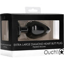 PLUG ANAL DIAMOND COM PEDRA EM CORAÇÃO TRANSPARENTE - PRETO