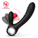 VIBRADOR DE AQUECIMENTO COM ESTIMULADOR DE CLITÓRIS TRIPLO LÍNGUA USB