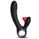 VIBRADOR DE AQUECIMENTO COM ESTIMULADOR DE CLITÓRIS TRIPLO LÍNGUA USB