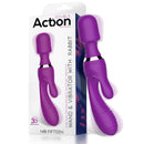 VIBRADOR COM ESTIMULADOR CLITORIANO E MASSAJADOR RECARREGÁVEL INTOYOU DOUBLE ACTION N. 15 ROXO