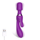 VIBRADOR COM ESTIMULADOR CLITORIANO E MASSAJADOR RECARREGÁVEL INTOYOU DOUBLE ACTION N. 15 ROXO
