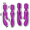 VIBRADOR COM ESTIMULADOR CLITORIANO E MASSAJADOR RECARREGÁVEL INTOYOU DOUBLE ACTION N. 15 ROXO