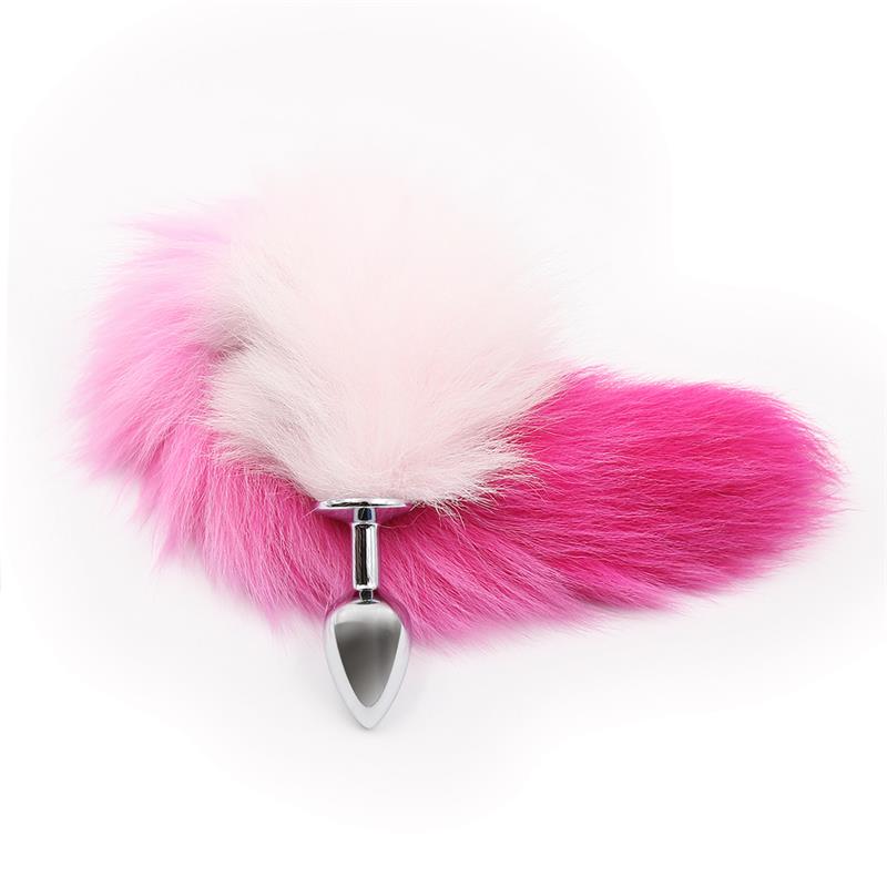 PLUG ANAL METLICO COM CAUDA ROSA CLARO E ROSA CHOQUE  Erosfarma