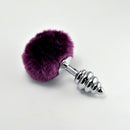 PLUG ANAL ESPIRAL PRATEADO COM POMPOM COELHO