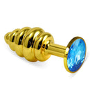 PLUG ANAL METÁLICO ESPIRAL EM DOURADO COM BRILHANTE