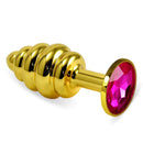 PLUG ANAL METÁLICO ESPIRAL EM DOURADO COM BRILHANTE
