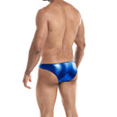 CUECA PROVOCANTE DE CORTE BAIXO BRILHANTE EM AZUL