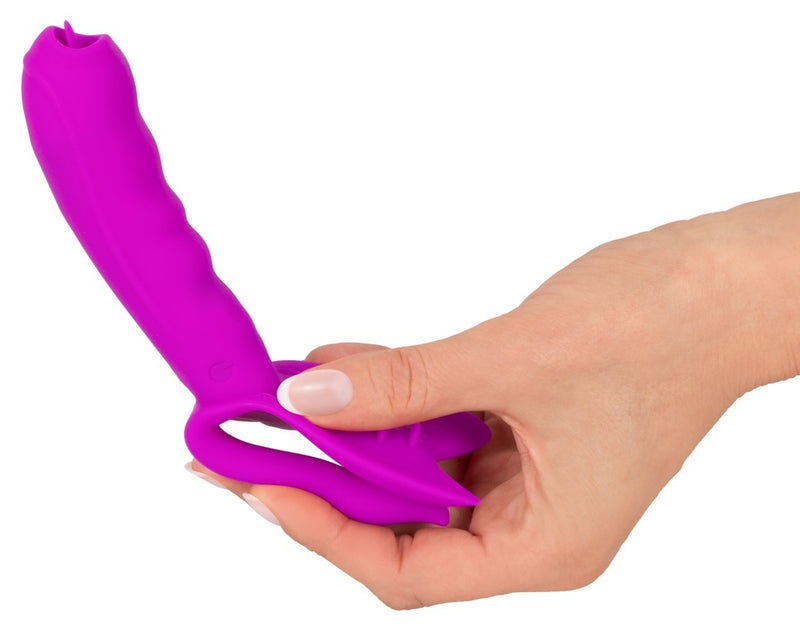 VIBRADOR DE TRIPLA ESTIMULAÇÃO LAMBE EFEITO AQUECIMENTO