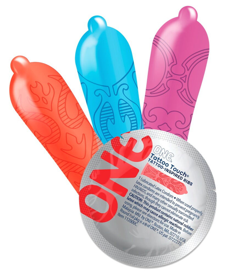 PRESERVATIVOS ONE COLORIDOS TATTOO 12 UNIDADES