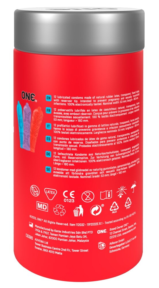 PRESERVATIVOS ONE COLORIDOS TATTOO 12 UNIDADES