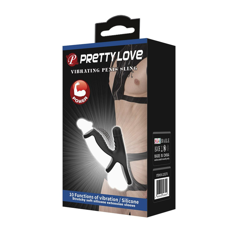 PRETTYLOVE ANEL VIBRATÓRIO SLING TRIPLE PRETO