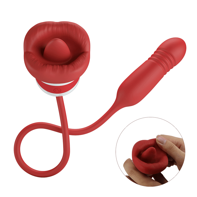 ASHLYNN ESTIMULADOR CLITORIS DE LÍNGUA E UM  MINI PÉNIS COM VIBRAÇÃO USB