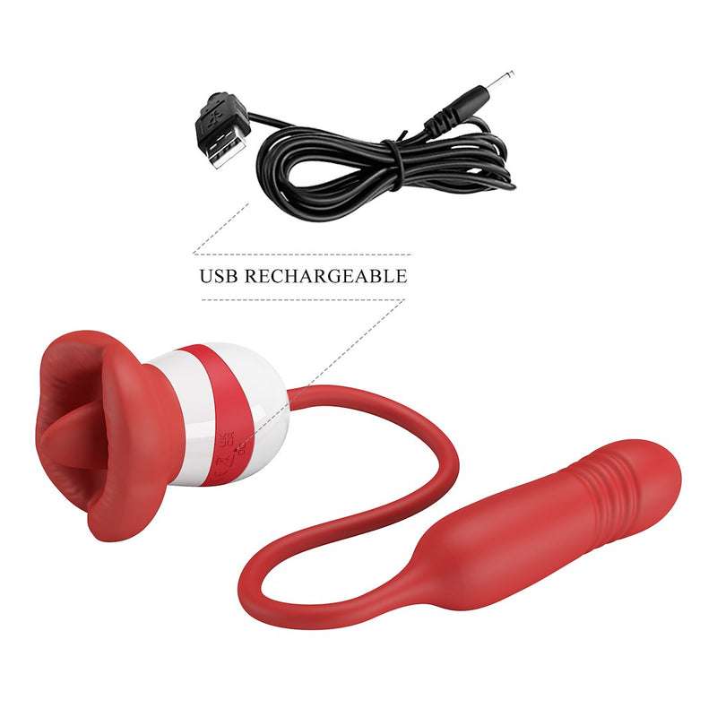 ASHLYNN ESTIMULADOR CLITORIS DE LÍNGUA E UM  MINI PÉNIS COM VIBRAÇÃO USB