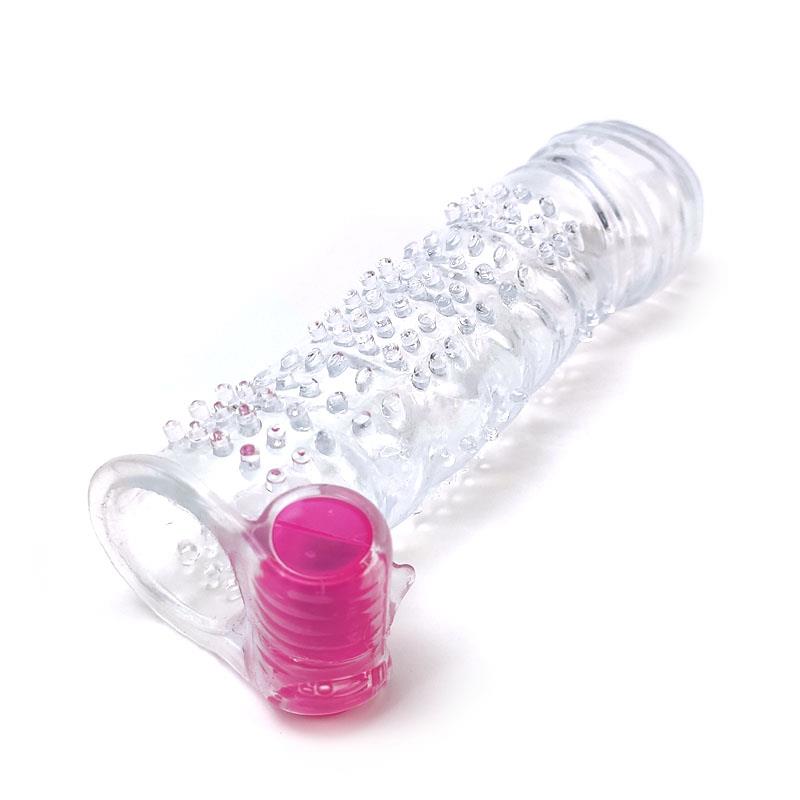 MANGA PENIANA TEXTURIZADA COM BULLET VIBRATÓRIO TRANSPARENTE