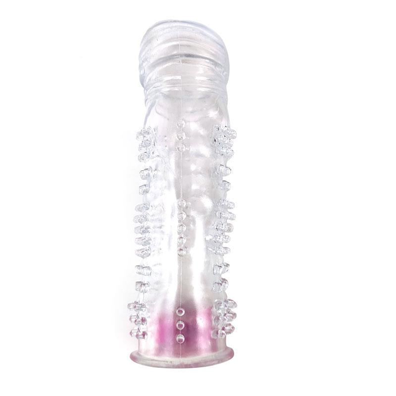 MANGA PENIANA TEXTURIZADA COM BULLET VIBRATÓRIO TRANSPARENTE