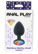 PLUG ANAL DE SILICONE COM PEDRA COLORIDA
