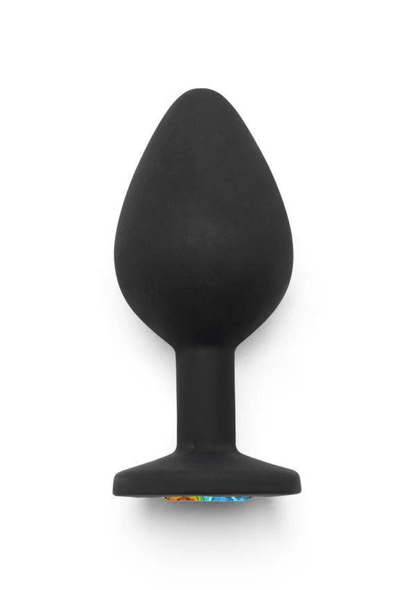PLUG ANAL DE SILICONE COM PEDRA COLORIDA