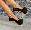 SAPATO DE SALTO ALTO 16,3 CM PRETO DE VELUDO