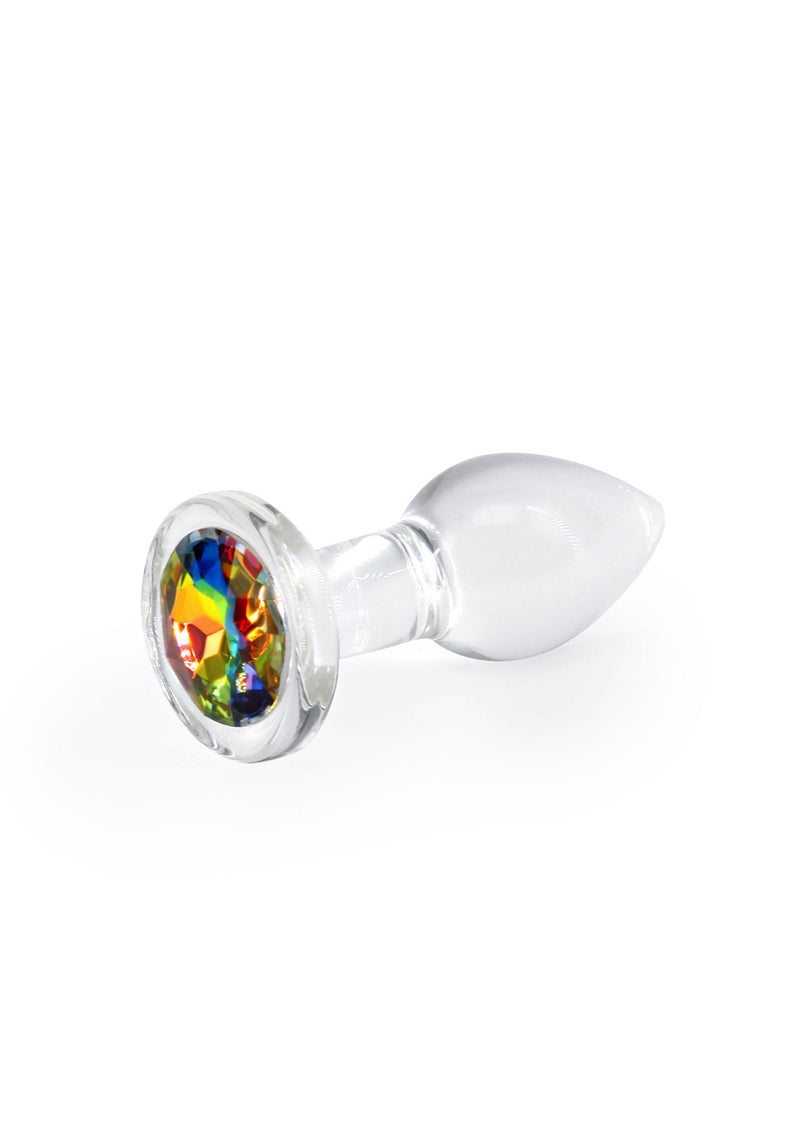 PLUG ANAL DE CRISTAL COM BRILHANTE EM ARCO-REIS Erosfarma PLUG ANAL DE CRISTAL COM BRILHANTE EM ARCO-REIS Erosfarma