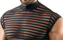 CAMISOLA PRETA TRANSPARENTE COM RISCAS
