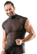 CAMISOLA PRETA TRANSPARENTE COM RISCAS