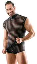 CAMISOLA PRETA TRANSPARENTE COM RISCAS