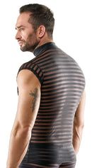 CAMISOLA PRETA TRANSPARENTE COM RISCAS
