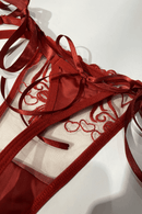CORPETE E TANGA EM RENDA VERMELHO