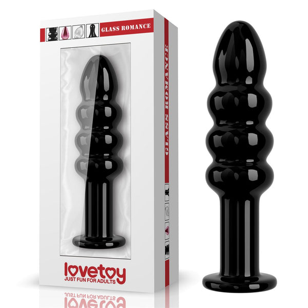 DILDO ROMANCE CZARNY EM VIDRO 5.5"