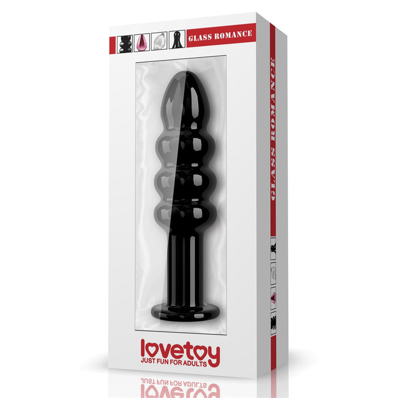 DILDO ROMANCE CZARNY EM VIDRO 5.5"
