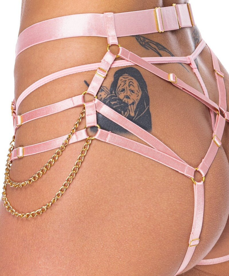 ARNÊS SEXY DE LUXO ROSA TAM. ÚNICO