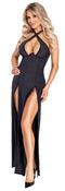 VESTIDO PRETO COMPRIDO COM DECOTE