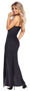 VESTIDO PRETO COMPRIDO COM DECOTE