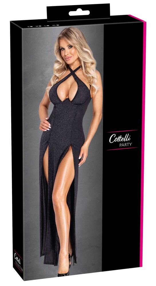 VESTIDO PRETO COMPRIDO COM DECOTE