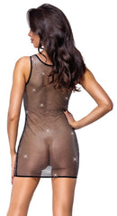 VESTIDO TRANSPARENTE COM BRILHANTES