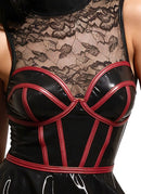 VESTIDO EM VINIL E RENDA