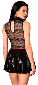 VESTIDO EM VINIL E RENDA