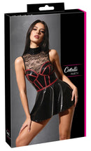 VESTIDO EM VINIL E RENDA