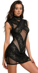MINI VESTIDO EM MALHA RENDADO