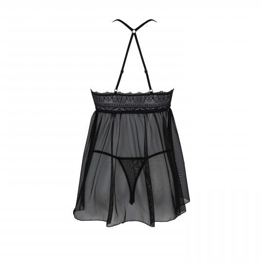 CAMISA DE NOITE E TANGA KERRIA PRETO ECO COLLECTION PASSION