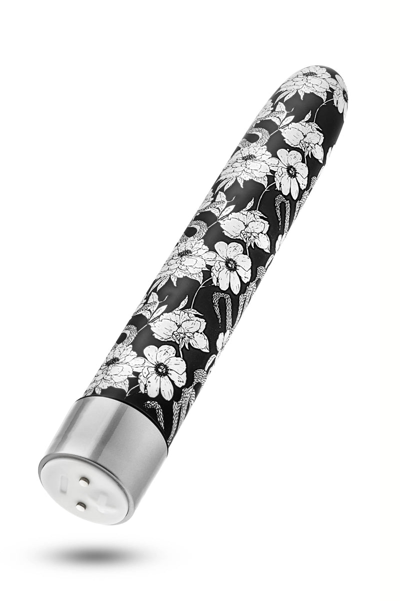 VIBRADOR EDEN PRETO FLORAL DE METAL USB