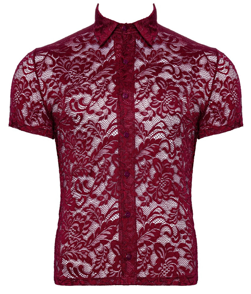 CAMISOLA VERMELHA EM RENDA FLORAL