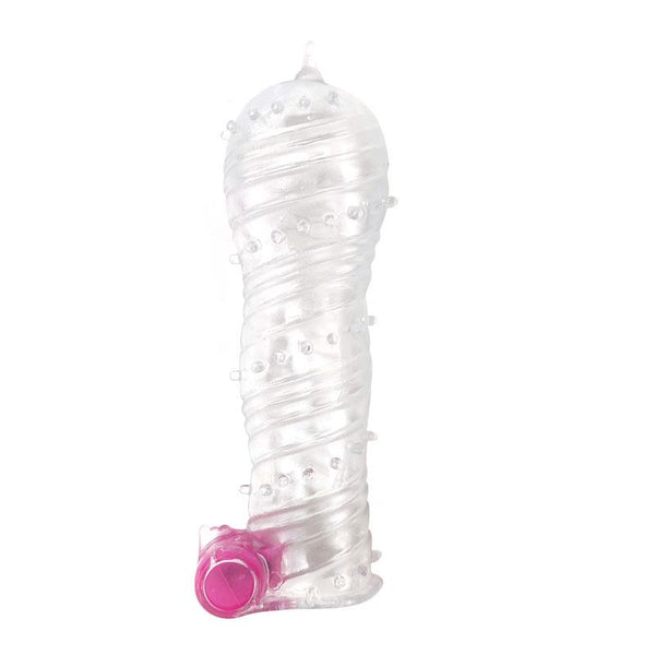 MANGA PENIANA TEXTURIZADA COM BULLET VIBRATÓRIO TRANSPARENTE