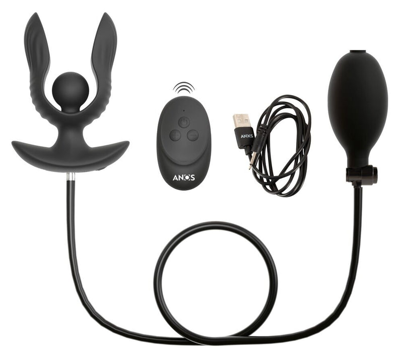 PLUG ANAL INSUFLÁVEL COM VIBRAÇÃO PRETO