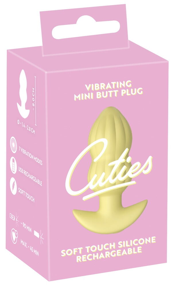 CUTIES MINI PLUG ANAL AMARELO COM VIBRAÇÃO