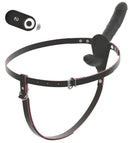 STRAP-ON DUO PRETO COM VIBRAÇÃO DE SILICONE