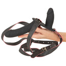 STRAP-ON DUO PRETO COM VIBRAÇÃO DE SILICONE